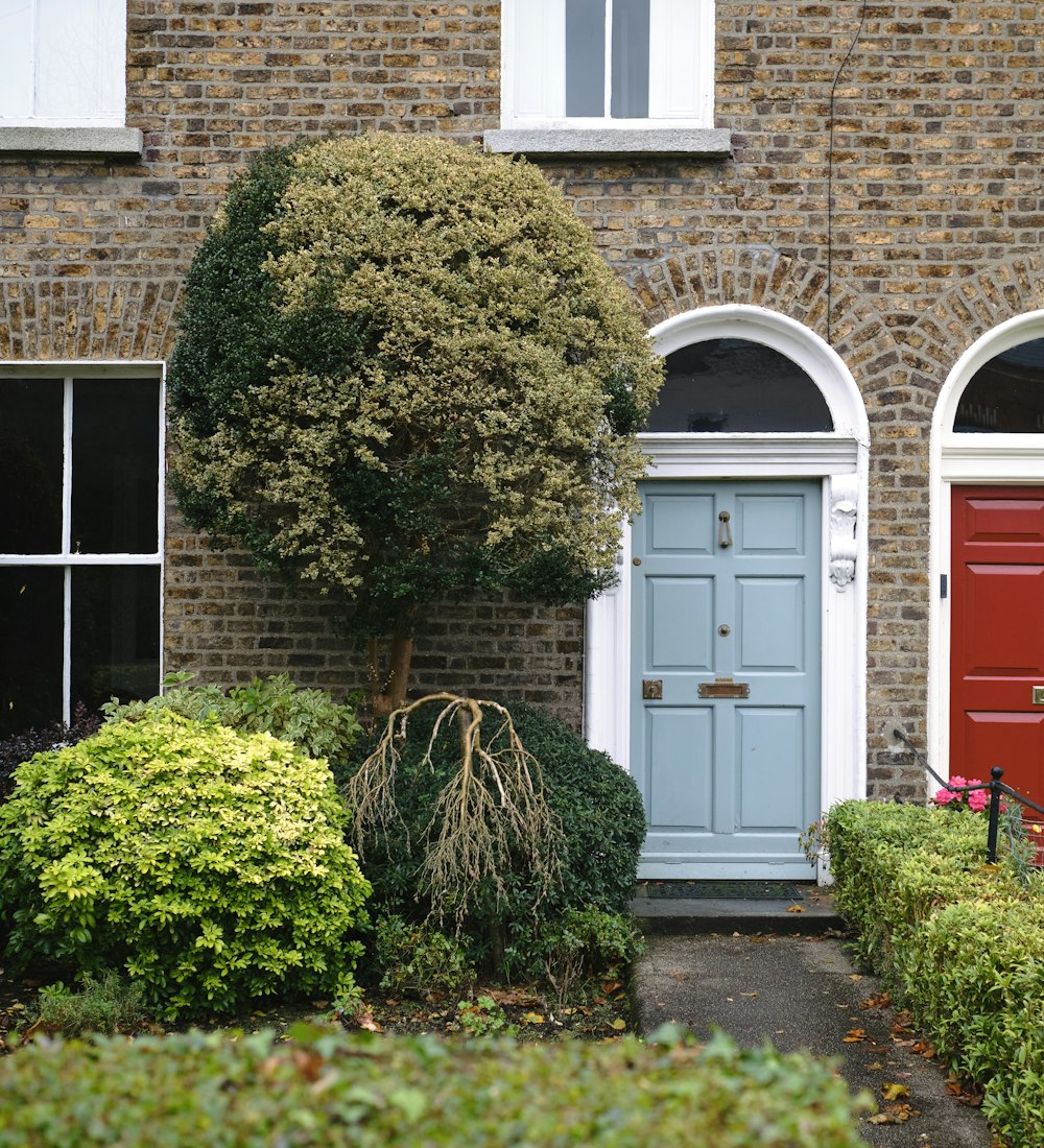 Typical Dublin brick residential house with a front door